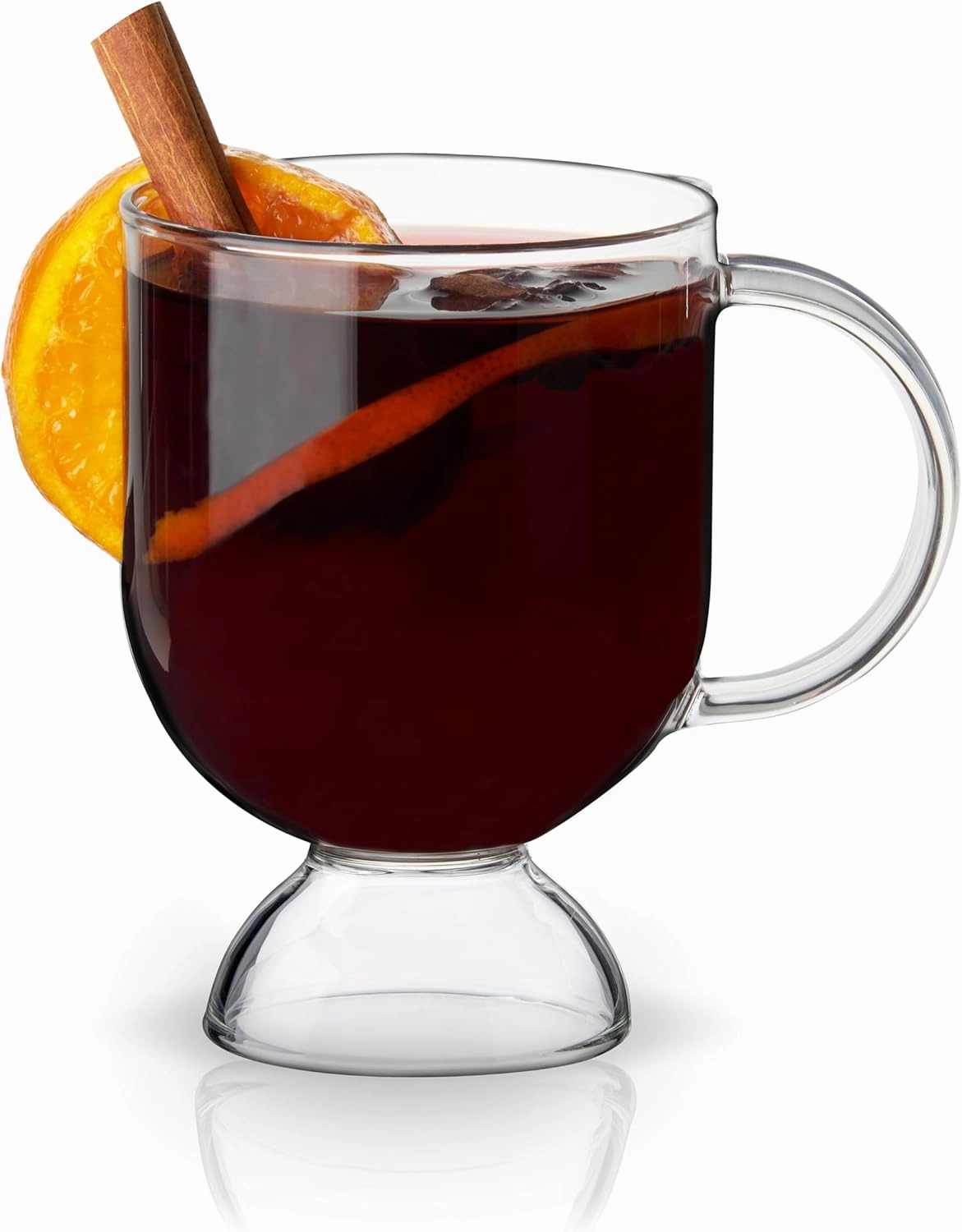 Viski Hot Toddy Glass - Irish Coffee Glasses for Mulled Wine, Spiked Cider, Eggnog, Crystal Clear Mug Gift Set of 2, 12 oz