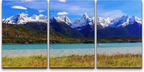 wall26 Canvas Print Wall Art Set Alaskan Snowy Mountain Range & River Nature Wilderness Photography Realism Rustic Landscape Colorful Multicolor Ultra for Living Room, Bedroom, Office - 24"x36"x3