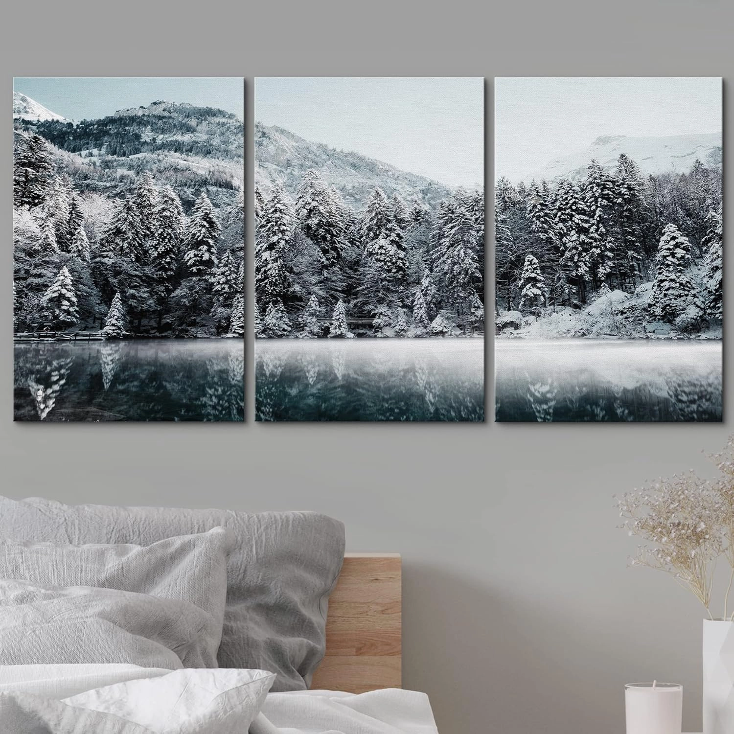 wall26 Canvas Print Wall Art Set Snowy Arctic Mountain Range Forest Nature Wilderness Photography Realism Rustic Landscape Colorful Cool for Living Room, Bedroom, Office - 16"x24" x 3
