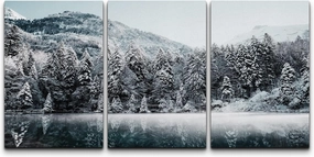 wall26 Canvas Print Wall Art Set Snowy Arctic Mountain Range Forest Nature Wilderness Photography Realism Rustic Landscape Colorful Cool for Living Room, Bedroom, Office - 16"x24" x 3