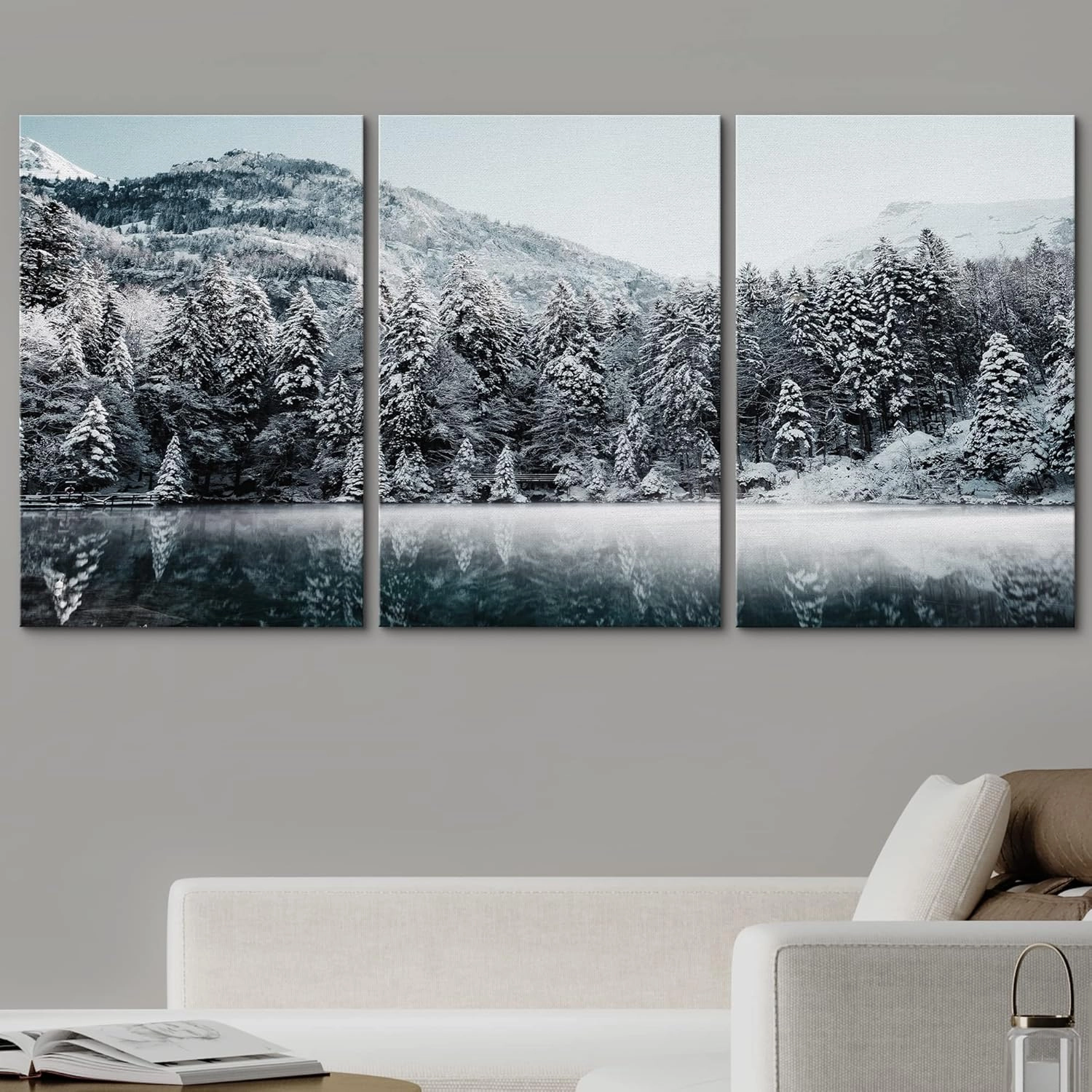 wall26 Canvas Print Wall Art Set Snowy Arctic Mountain Range Forest Nature Wilderness Photography Realism Rustic Landscape Colorful Cool for Living Room, Bedroom, Office - 16"x24" x 3