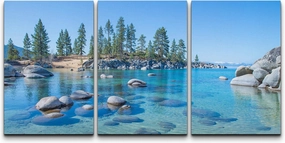 wall26 Canvas Print Wall Art Set Vibrant Forest & Rocky Lake Landscape Nature Wilderness Photography Realism Rustic Scenic Colorful Multicolor Ultra for Living Room, Bedroom, Office - 16"x24"x3
