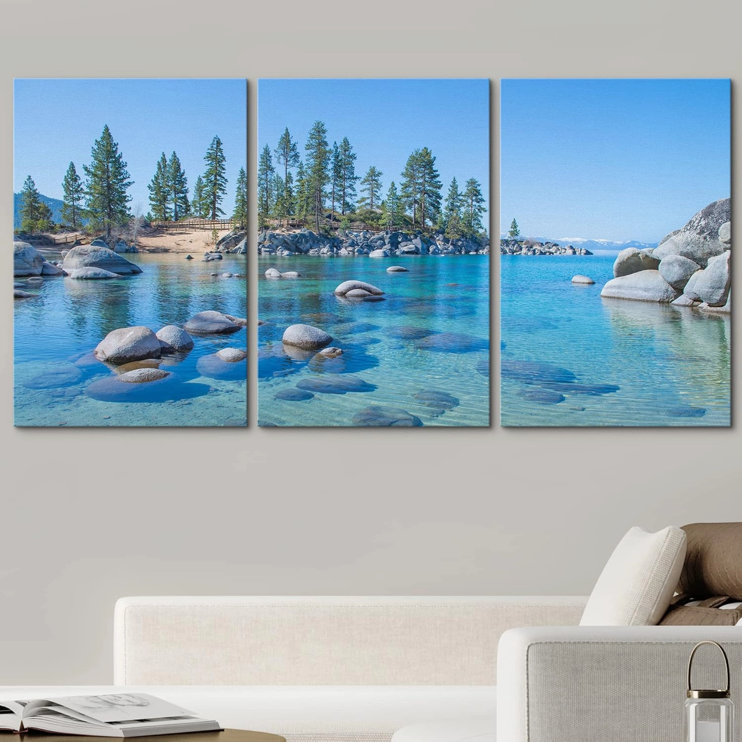 wall26 Canvas Print Wall Art Set Vibrant Forest & Rocky Lake Landscape Nature Wilderness Photography Realism Rustic Scenic Colorful Multicolor Ultra for Living Room, Bedroom, Office - 16"x24"x3