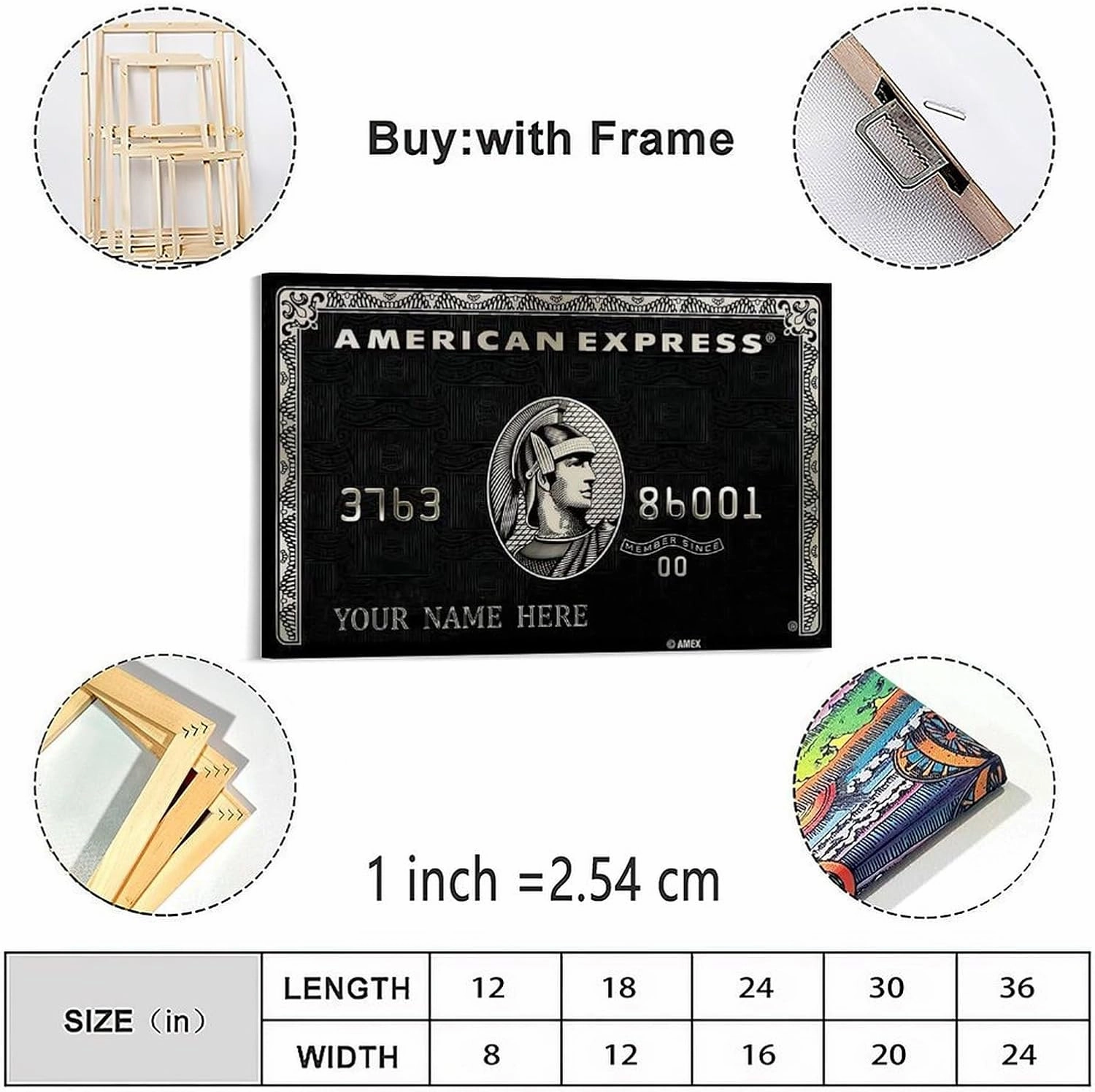 Wall Art Poster American Express Card Poster Office Poster Canvas Painting Wall Art Poster for Bedroom Living Room Decor 36x24inch(90x60cm) Frame-style