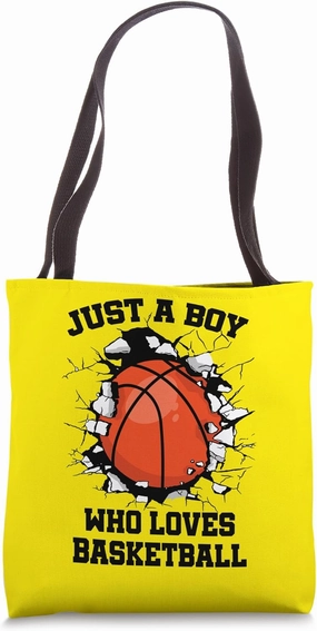 Wall Breakthrough Design Boy Love Basketball Tote Bag