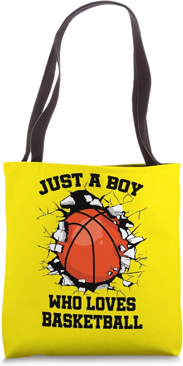 Wall Breakthrough Design Boy Love Basketball Tote Bag