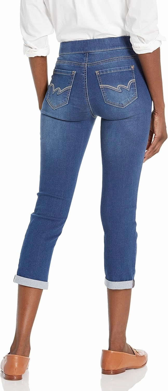 WallFlower Women's Pull on Denim Crop and Ankle High-Rise Insta Soft Juniors Jeans (Available in Plus Size)