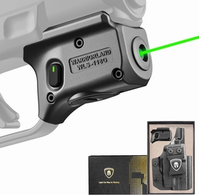 WARRIORLAND Green Laser Sight Fit Springfield Hellcat with Kydex Holster, Green Beam Sight with Power Indicator, IWB Carry, Right Hand, WLS-118G w/Hellcat Holster