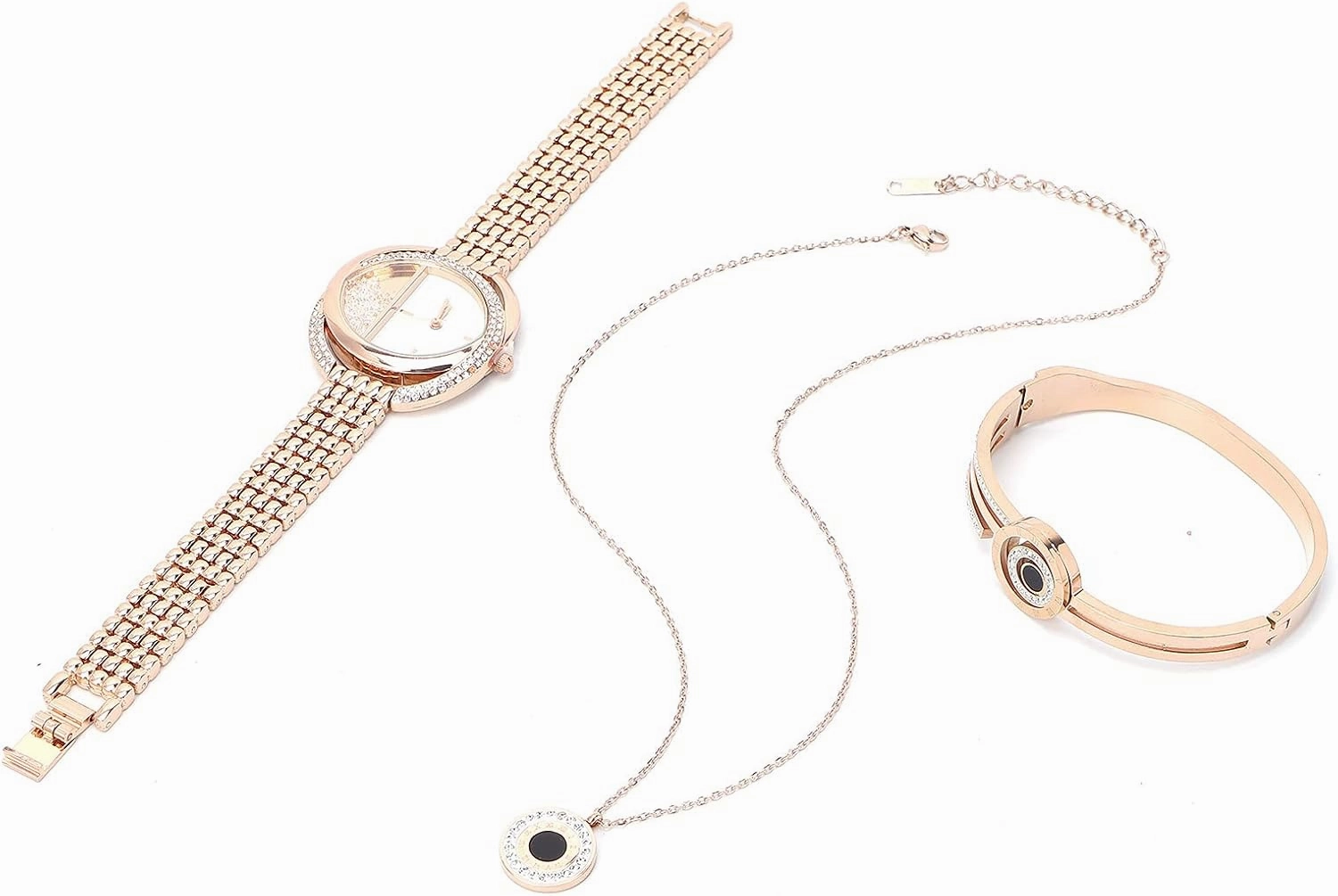 Watch Jewelry Set, Women Jewelry Set, Watch Bracelet Necklace Set Business Style Women Anniversary Birthday Jewelry Set