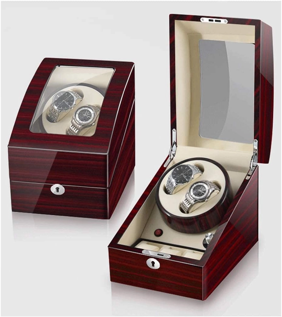 Watch Winder for 2 Watches, Additional 3 Positions, Piano Paint, Anti-Magnetic, Ultra-Quiet Luxury Watch Shaker, Led Light