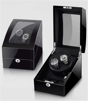 Watch Winder for 2 Watches, Additional 3 Positions, Piano Paint, Anti-Magnetic, Ultra-Quiet Luxury Watch Shaker, Led Light