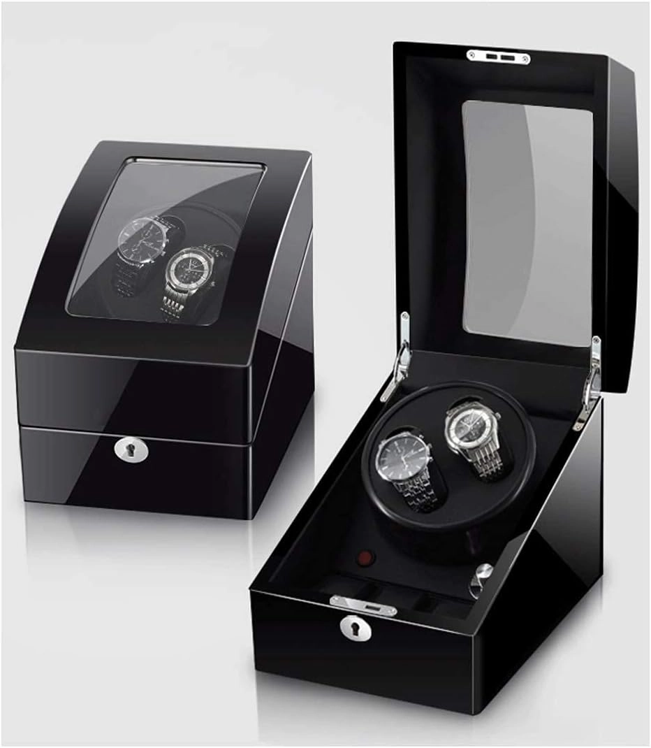 Watch Winder for 2 Watches Additional 3 Positions Piano Paint Anti-Magnetic Ultra-Quiet Luxury Watch Shaker Led Light (Black Black 2 3)