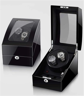 Watch Winder for 2 Watches Additional 3 Positions Piano Paint Anti-Magnetic Ultra-Quiet Luxury Watch Shaker Led Light (Black Black 2 3)