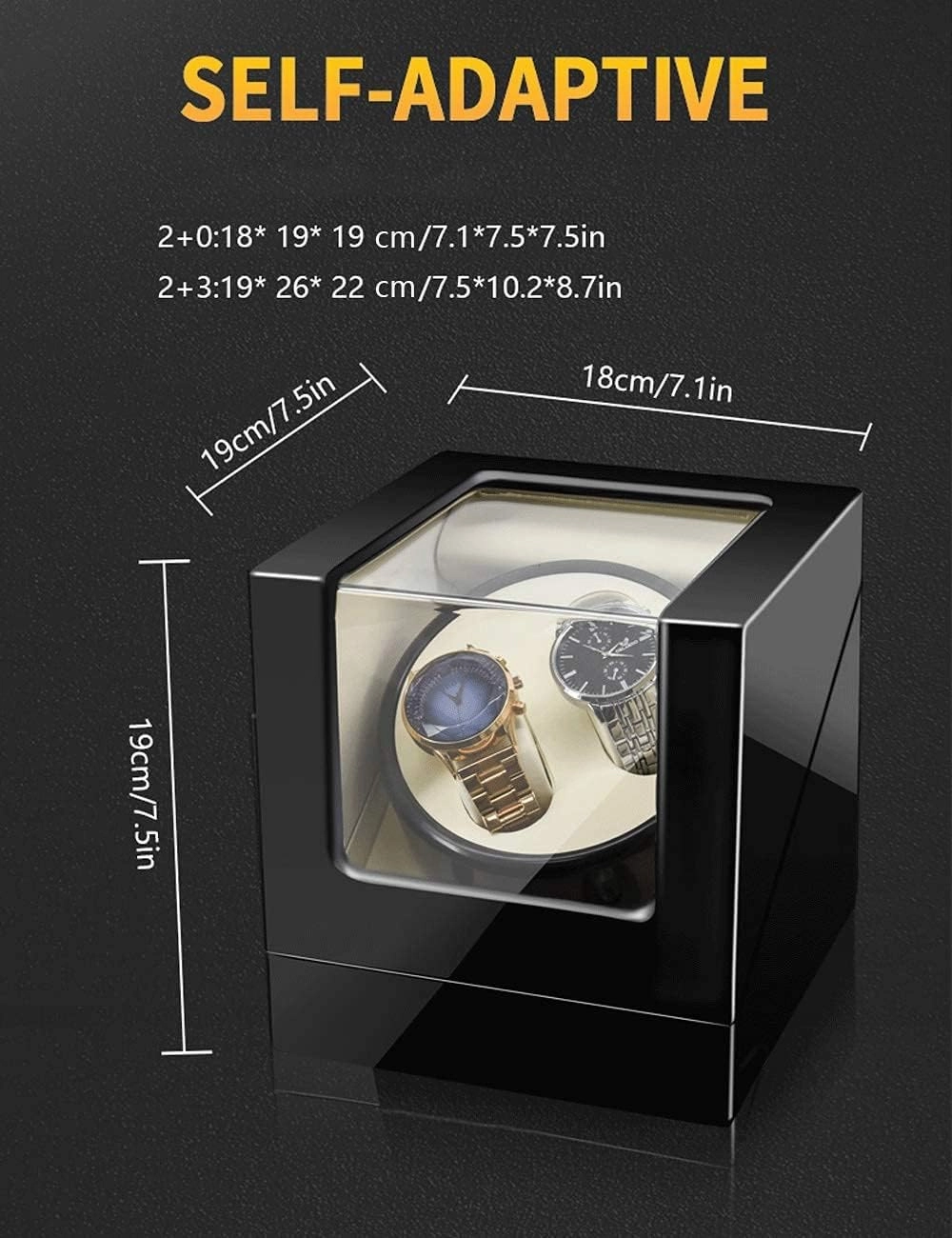 Watch Winder for 2 Watches Additional 3 Positions Piano Paint Anti-Magnetic Ultra-Quiet Luxury Watch Shaker Led Light (Black Brown 2 3)