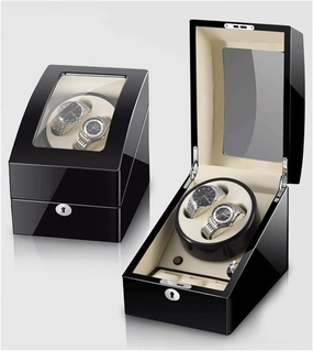 Watch Winder for 2 Watches, Additional 3 Positions, Piano Paint, Anti-Magnetic, Ultra-Quiet Luxury Watch Shaker, Led Light