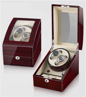 Watch Winder for 2 Watches, Additional 3 Positions, Piano Paint, Anti-Magnetic, Ultra-Quiet Luxury Watch Shaker, Led Light