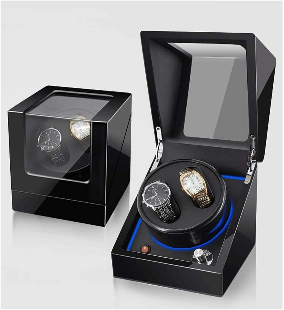 Watch Winder for 2 Watches, Luxury Piano Paint, Anti-Magnetic, Ultra-Quiet Japanese Motorwatch Shaker, Led Atmosphere Light