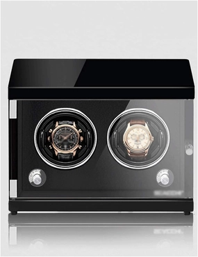 Watch Winder for 2 Watches, Piano Paint, Anti-Magnetic, Retractable Pillow, Induction Led Light, Ultra-Quiet Japanese Motor