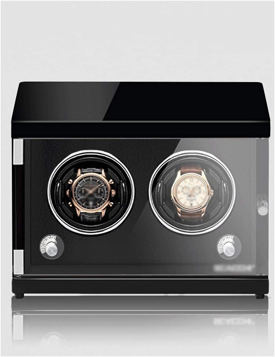 Watch Winder for 2 Watches, Piano Paint, Anti-Magnetic, Retractable Pillow, Induction Led Light, Ultra-Quiet Japanese Motor
