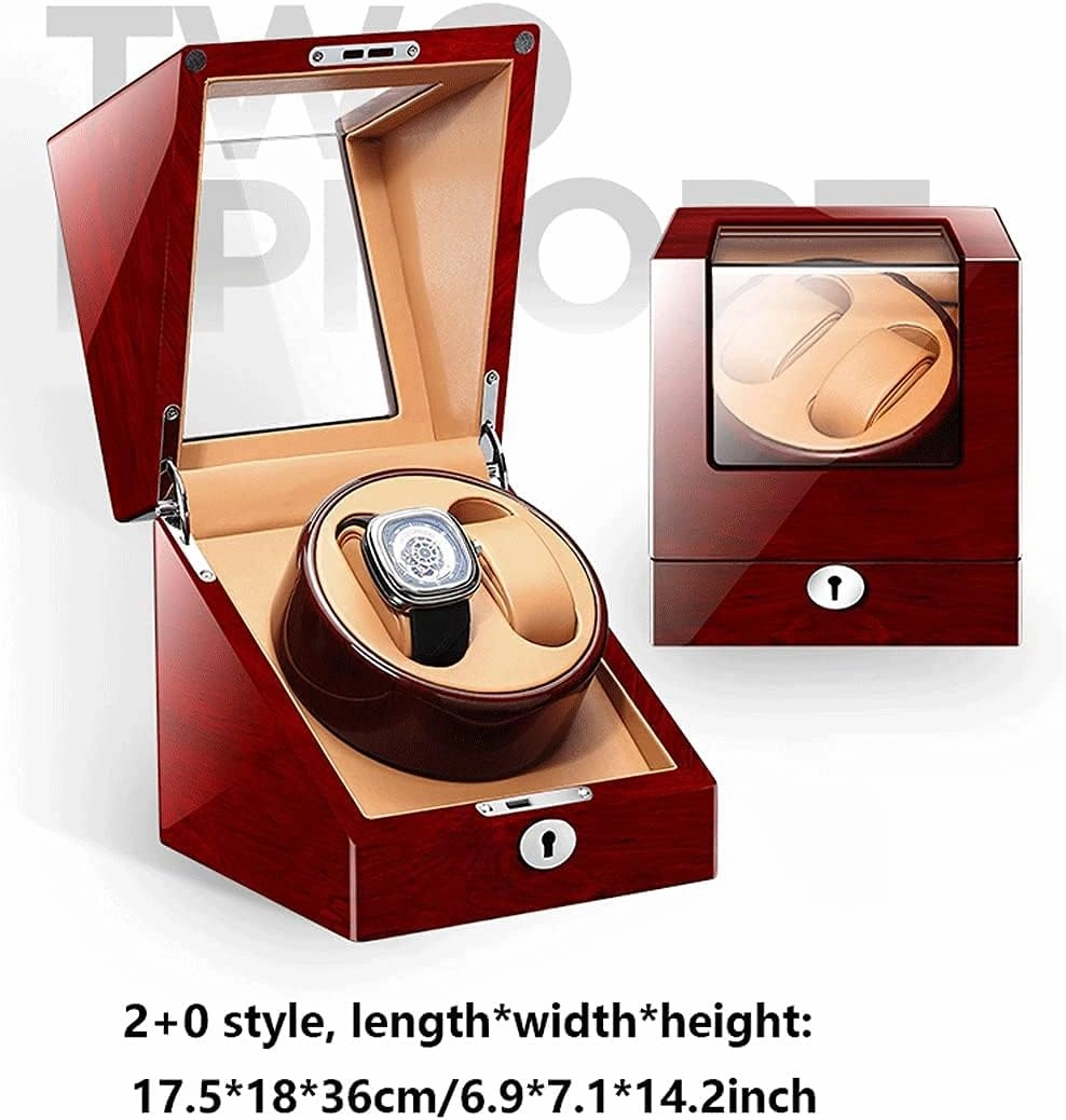 Watch Winder for 2 Watches Piano Paint Ultra-Quiet Motor Watch Shaker for Mechanical Watches LED Lights for Men Women (Ebony Wood Grain White 2 0) (Oak Grain brown 2 0)