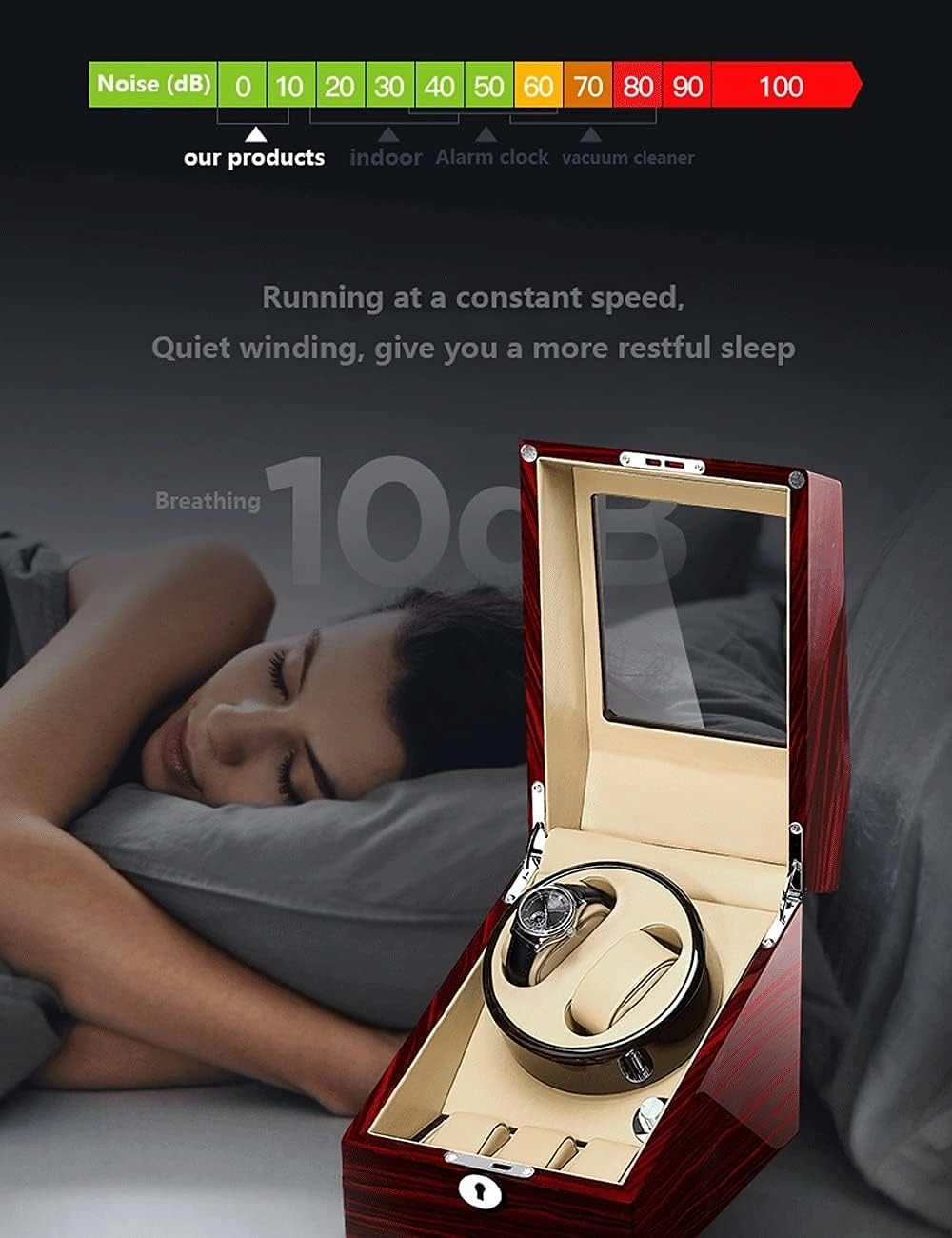 Watch Winder for 2 Watches Piano Paint Ultra-Quiet Motor Watch Shaker for Mechanical Watches LED Lights for Men Women (Ebony Wood Grain White 2 0) (Oak Grain brown 2 0)
