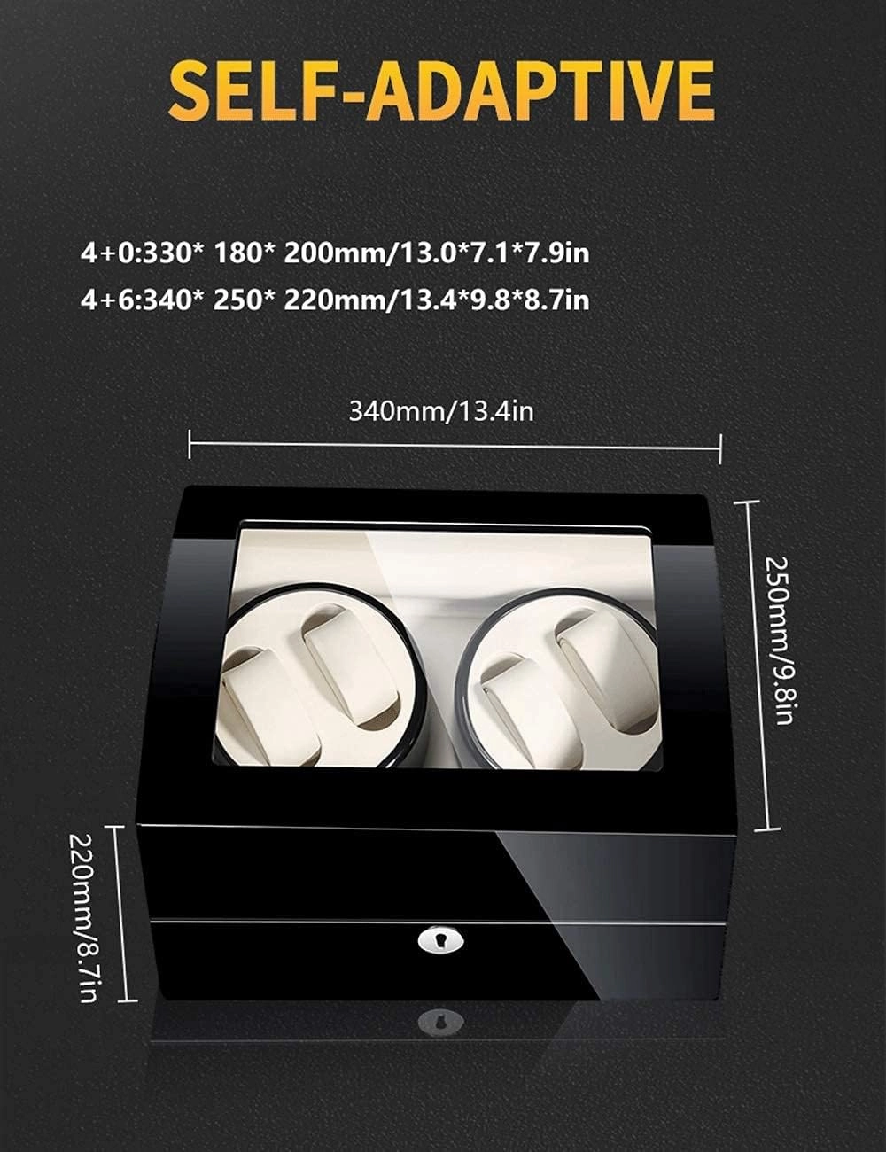 Watch Winder for 4 Watches, Additional 6 Positions, Piano Paint, Anti-Magnetic, Ultra-Quiet Luxury Watch Shaker, Led Light