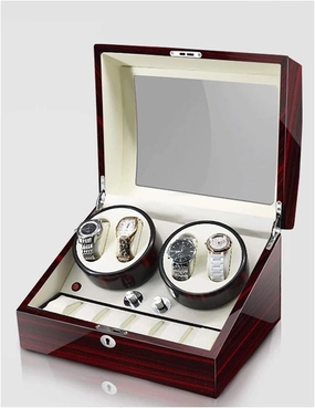 Watch Winder for 4 Watches, Additional 6 Positions, Piano Paint, Anti-Magnetic, Ultra-Quiet Luxury Watch Shaker, Led Light