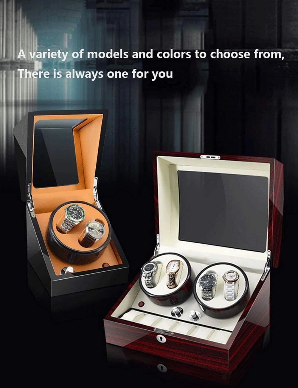 Watch Winder for 4 Watches, Additional 6 Positions, Piano Paint, Anti-Magnetic, Ultra-Quiet Luxury Watch Shaker, Led Light