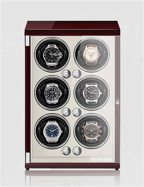 Watch Winder for 6 Watches,Piano Paint, Anti-Magnetic, Ultra-Quiet, Watch Shaker with Vertical Winding, Induction Led Light