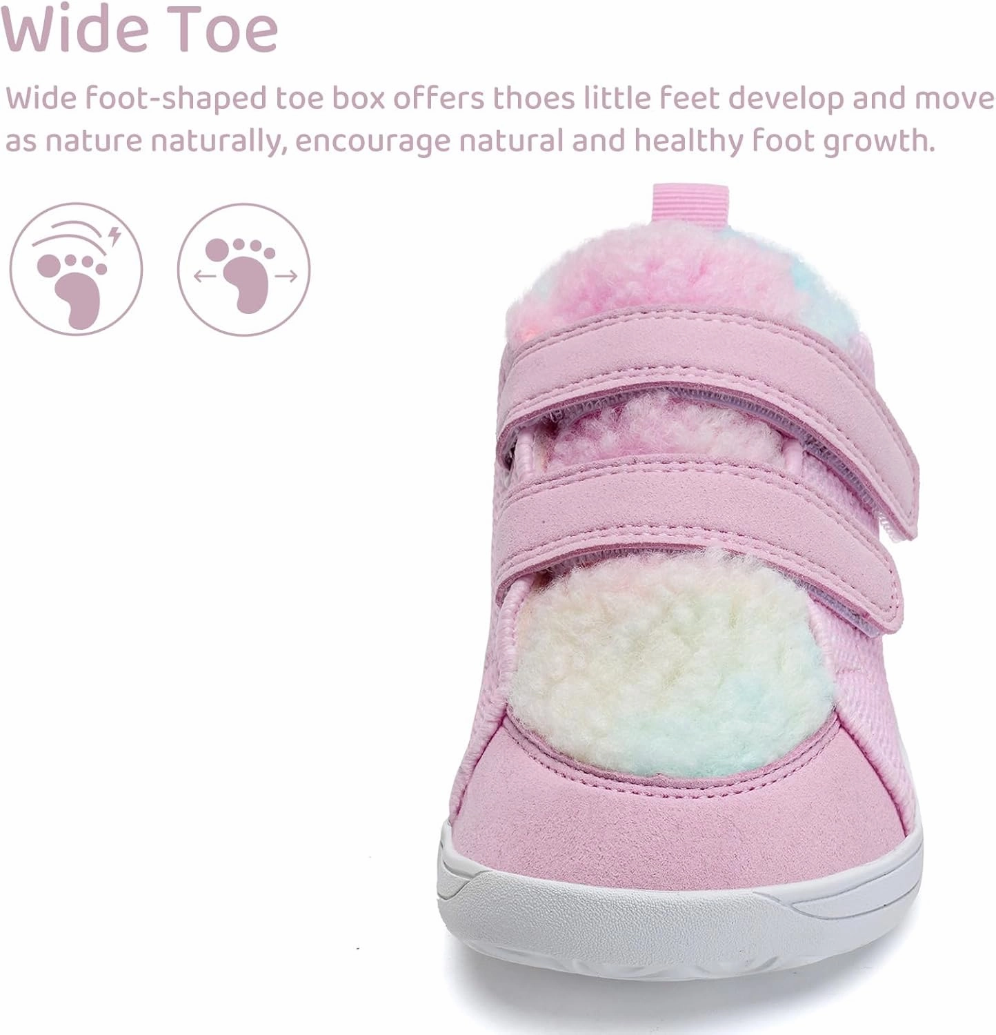 WateLves Toddler Little Kids Wide Barefoot Shoes Warm Winter House Shoes Baby Girls Boys Zero Drop Minimalist Plush Warm Sneakers for Indoor Outdoor