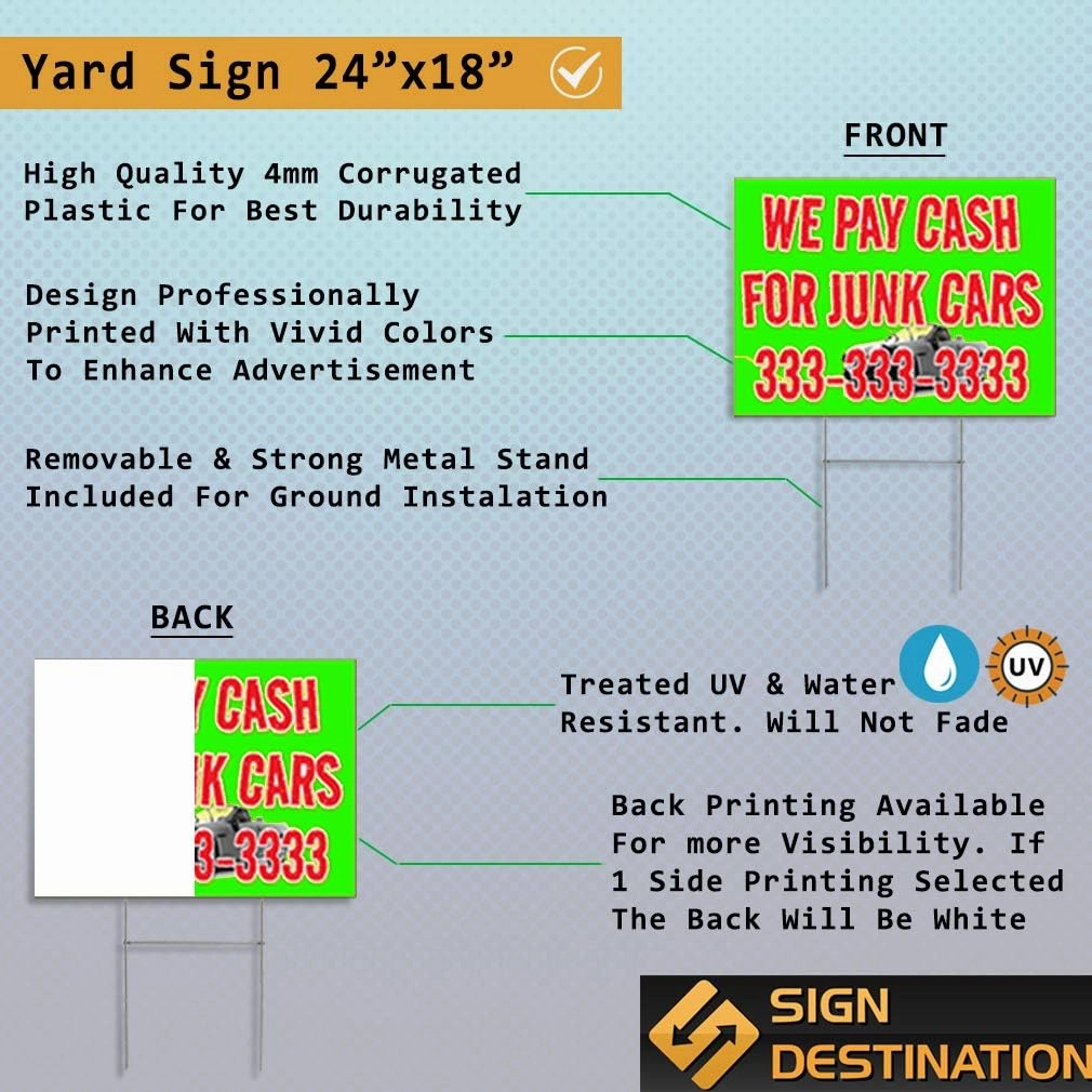 Weatherproof Yard Sign Visa Accepted .MasterCard White Lawn Garden Buy Here Pay 24x18 Inches 2 Sides Print