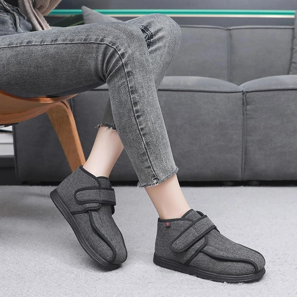 WEEOATAR Post-op Shoe,Adjustable Medical Boot with Magic Sticks,Recovery Shoe with Plush Keep Warm for Post-surgery,Broken Foot or Toe,Stress Fractures,Bunions,or Hammer(Grey,L=25.5cm/10.04in)