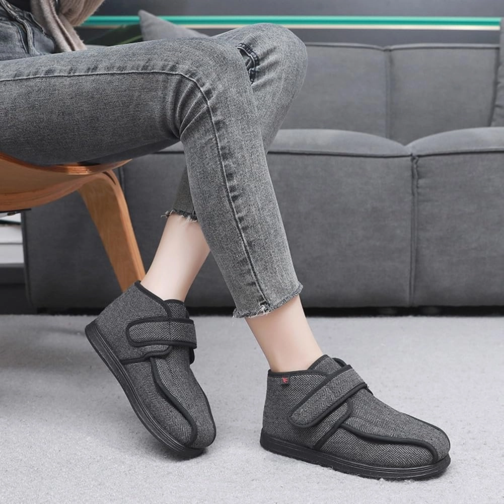 WEEOATAR Post-op Shoe,Adjustable Medical Boot with Magic Sticks,Recovery Shoe with Plush Keep Warm for Post-surgery,Broken Foot or Toe,Stress Fractures,Bunions,or Hammer(Grey,L=26.5cm/10.43in)