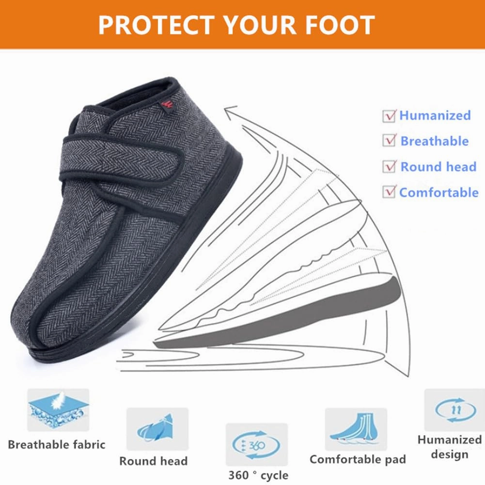WEEOATAR Post-op Shoe,Adjustable Medical Boot with Magic Sticks,Recovery Shoe with Plush Keep Warm for Post-surgery,Broken Foot or Toe,Stress Fractures,Bunions,or Hammer(Grey,L=26.5cm/10.43in)