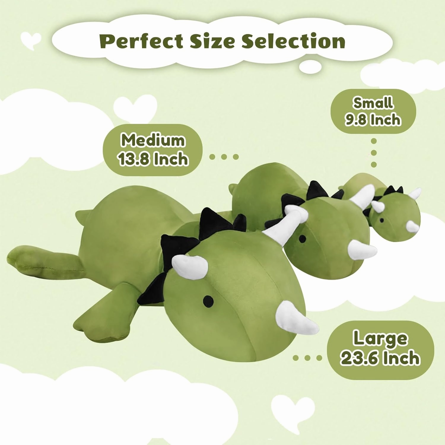 Weighted Dinosaur Stuffed Animals, Cute Weighted Dino Plush, Soft Stuffed Weighted Plushie Pillow Gifts for Girls Boys(13.8" 1.6Lbs)