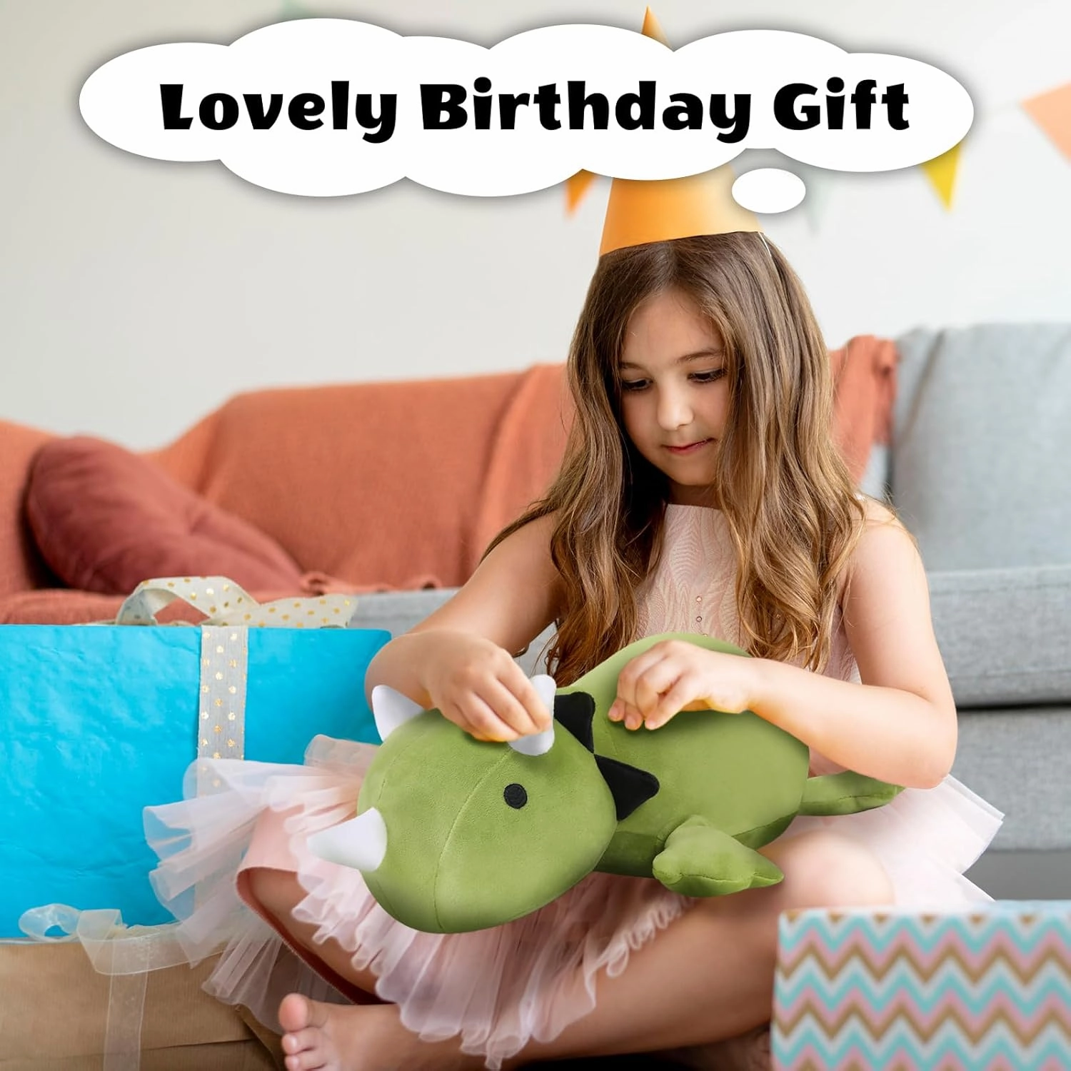 Weighted Dinosaur Stuffed Animals, Cute Weighted Dino Plush, Soft Stuffed Weighted Plushie Pillow Gifts for Girls Boys(13.8" 1.6Lbs)