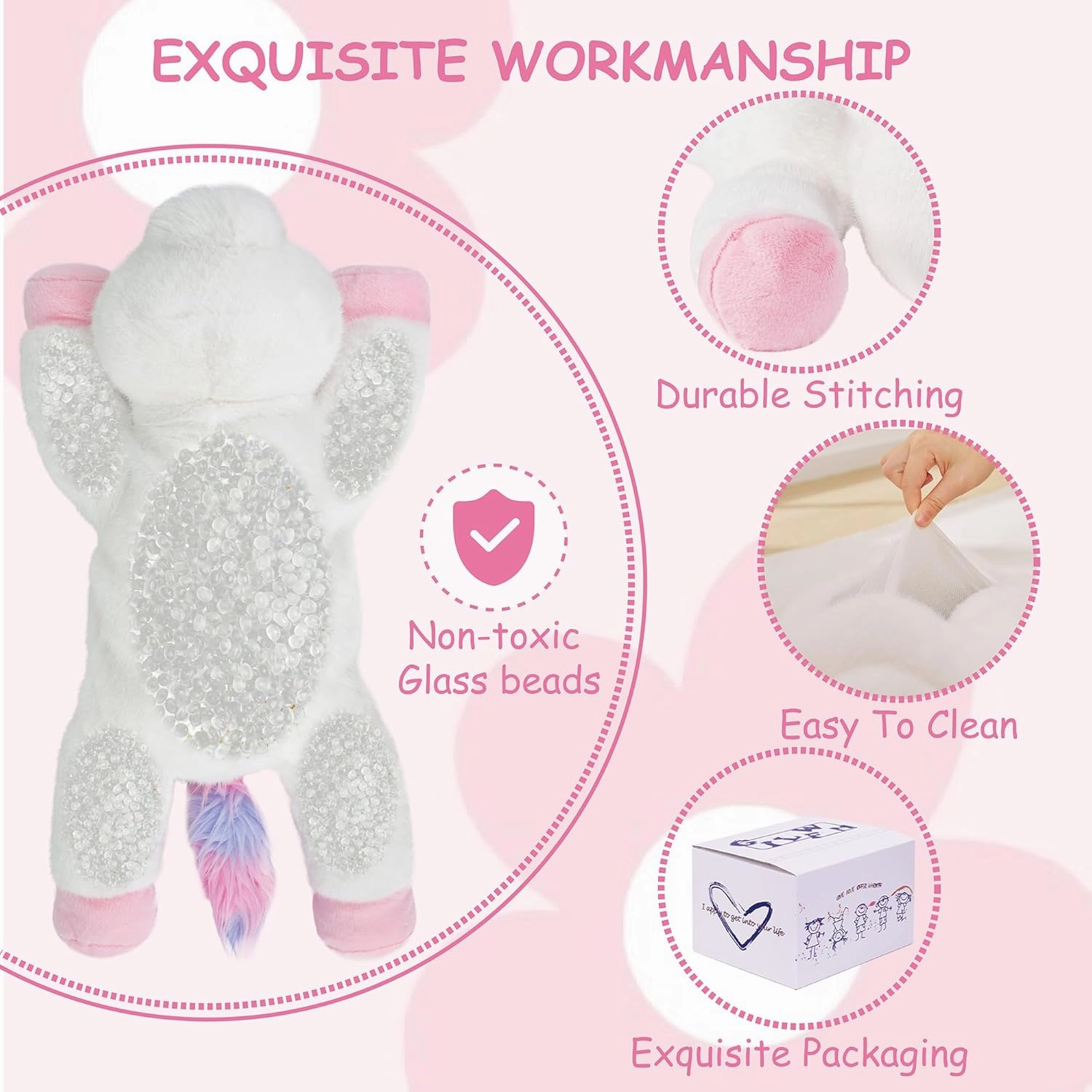 Weighted Stuffed Animals Unicorn - 20.5" Cute Toy Pillow Plushie Gifts for Kids Boys Girls & Adults, 3 lbs Ultra-Soft Washable Plush Pillowfort