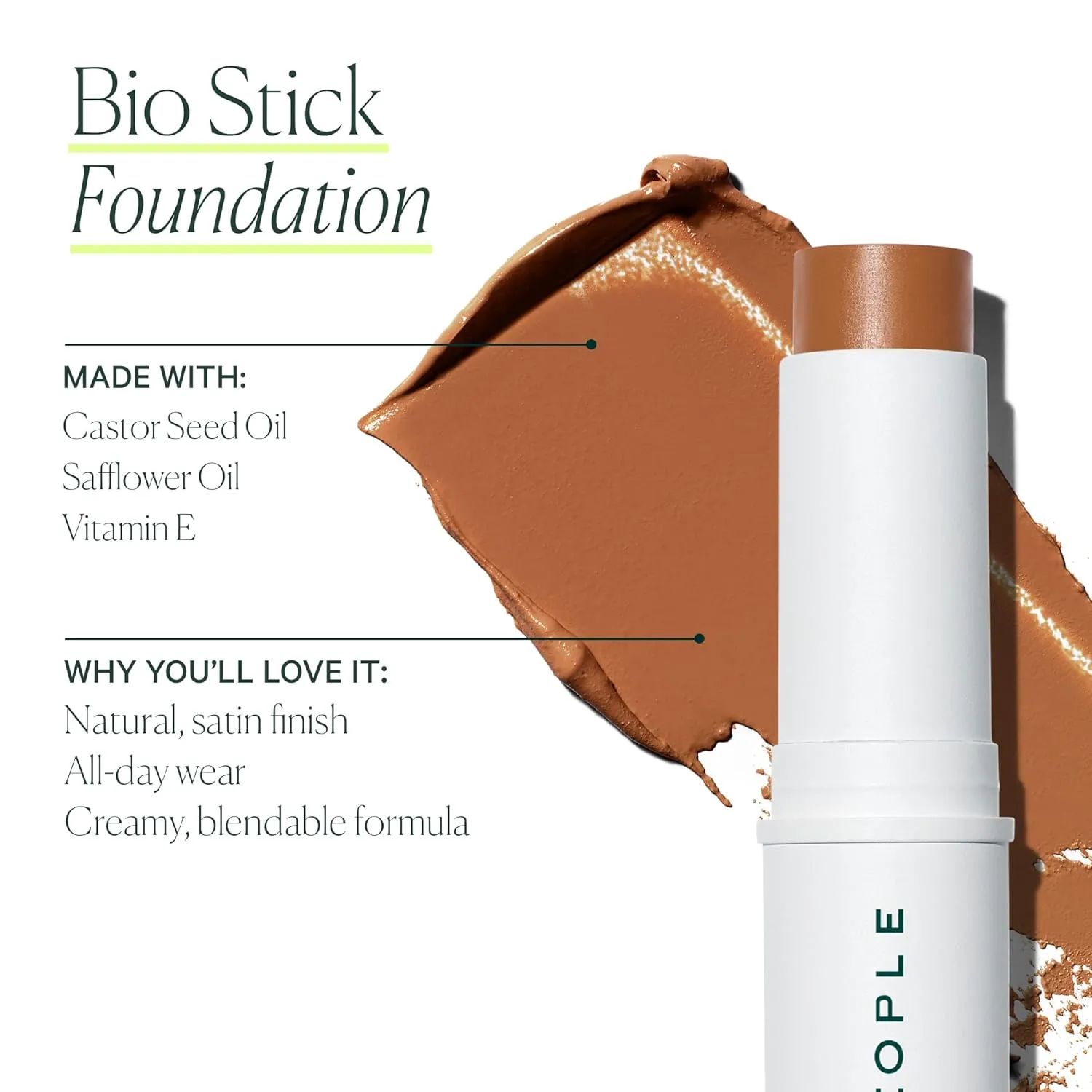 Well People Bio Stick Foundation, Creamy, Multi-use, Hydrating Foundation For Glowing Skin, Creates A Natural, Satin Finish, Vegan & Cruelty-free, 1C