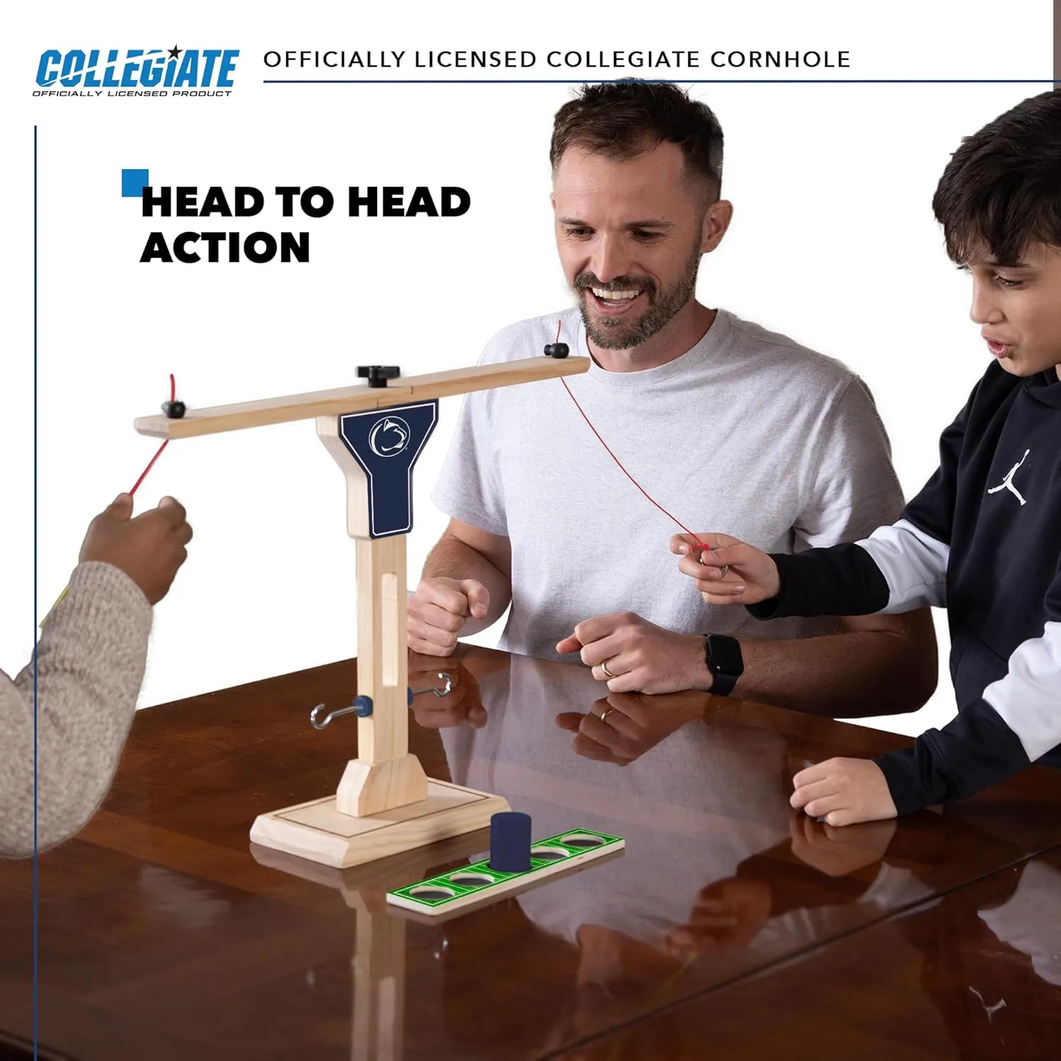 Wild Sports NCAA Wooden Ring Swing Battle - Head-to-Head Ring Toss Hook & Ring Game for College Football Fans