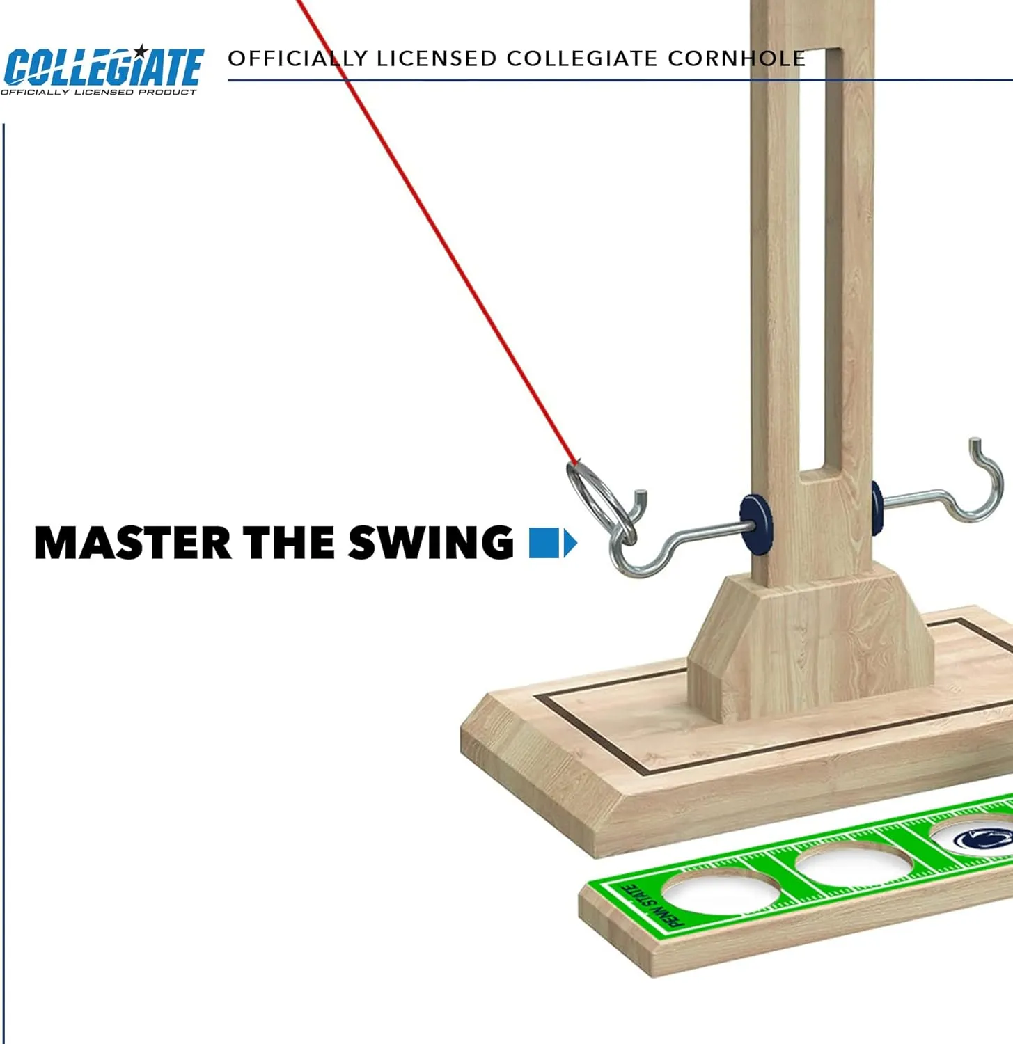 Wild Sports NCAA Wooden Ring Swing Battle - Head-to-Head Ring Toss Hook & Ring Game for College Football Fans