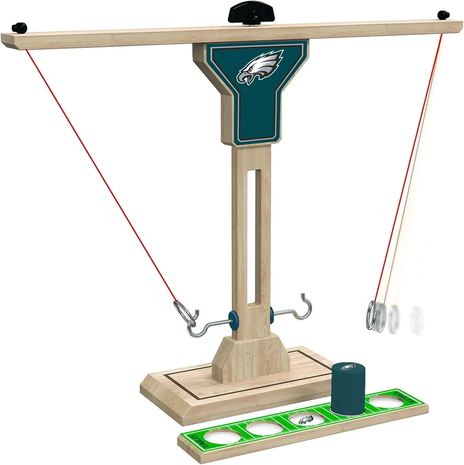 Wild Sports NFL Wooden Ring Swing Battle - Head-to-Head Ring Toss Hook & Ring Game for NFL Fans