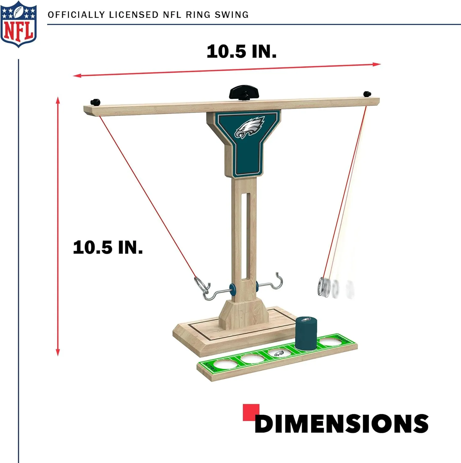 Wild Sports NFL Wooden Ring Swing Battle - Head-to-Head Ring Toss Hook & Ring Game for NFL Fans