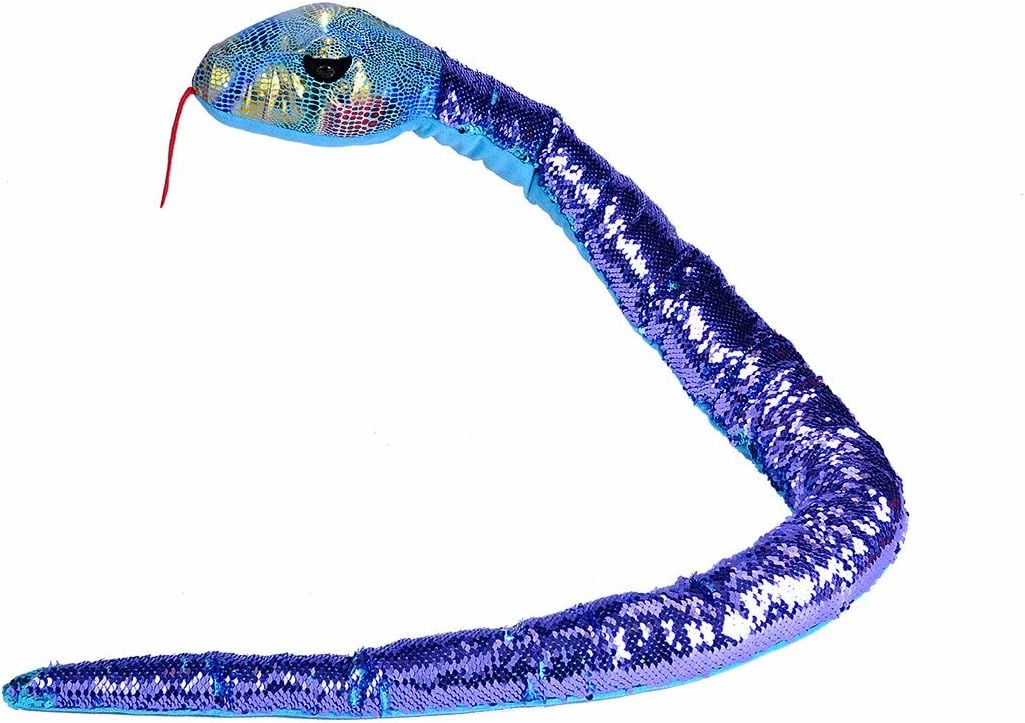 Wild Republic Sequin Snake Plush, Stuffed Animal, Plush Toy, Gifts for Kids, Teal & Purple, 54"
