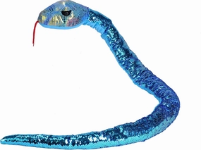 Wild Republic Sequin Snake Plush, Stuffed Animal, Plush Toy, Gifts for Kids, Teal & Purple, 54"