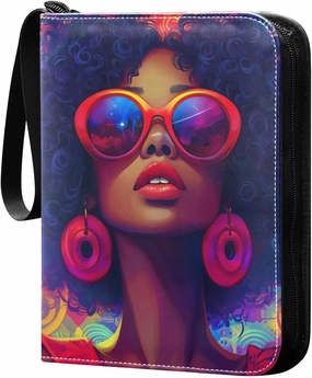 Woman Sunglass Earring Colorful 4 Pockets Trading Card Album Folder for Cards PU Cover Zip Card Binder with 400 Side Loading Pockets Premium Card Book for Game Sports Cards Collectible Boys Girls