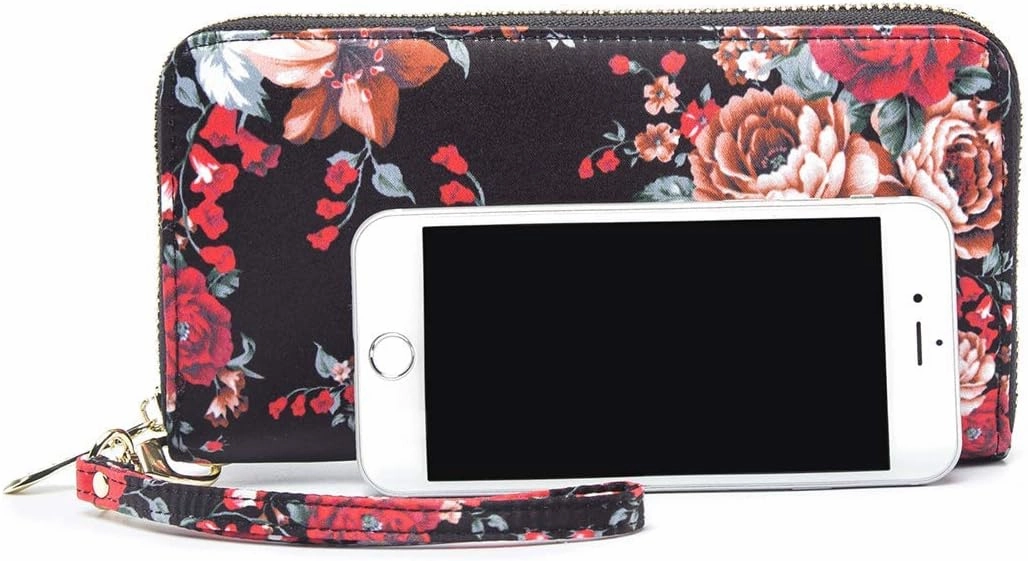 Women Wallet Card RFID For Womens Holder Blocking Credit Small Zipper Purse Pocket Bifold Slim Coin ID Ladies Wristlet Clutch Large Capacity Window Case Travel Zip Women's