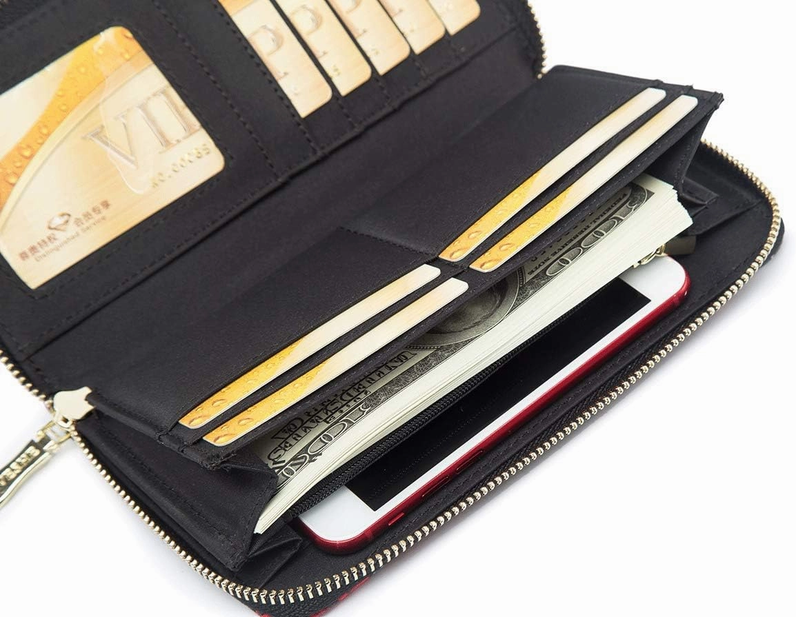 Women Wallet Card RFID For Womens Holder Blocking Credit Small Zipper Purse Pocket Bifold Slim Coin ID Ladies Wristlet Clutch Large Capacity Window Case Travel Zip Women's