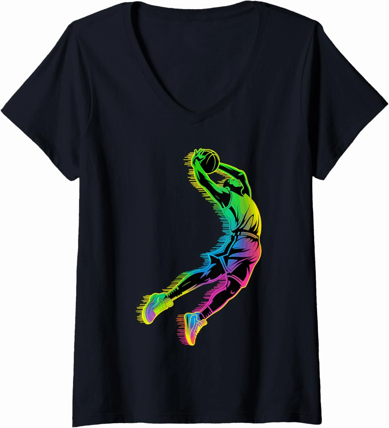 Womens Basketball Dunk V-Neck T-Shirt