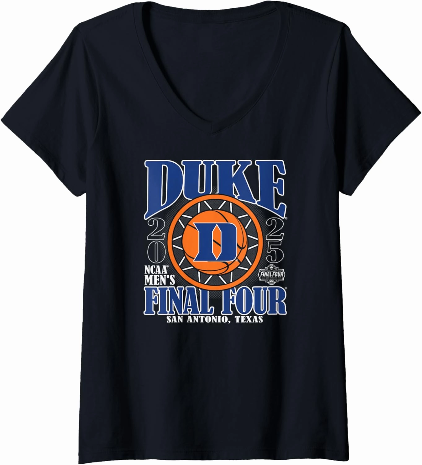 Womens Duke Blue Devils Final Four 2025 Men's Basketball Dunk Black V-Neck T-Shirt