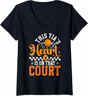 Womens On That Court Basketball Tia Of A Basketball Player Tia V-Neck T-Shirt